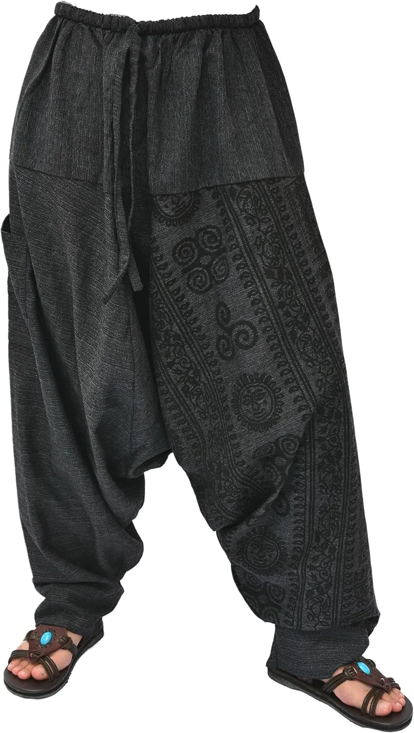 Siamrose Baggy Yoga Harem Pants for Men and Women, Wide Leg Lounge Trousers, 2 Pockets, One Size