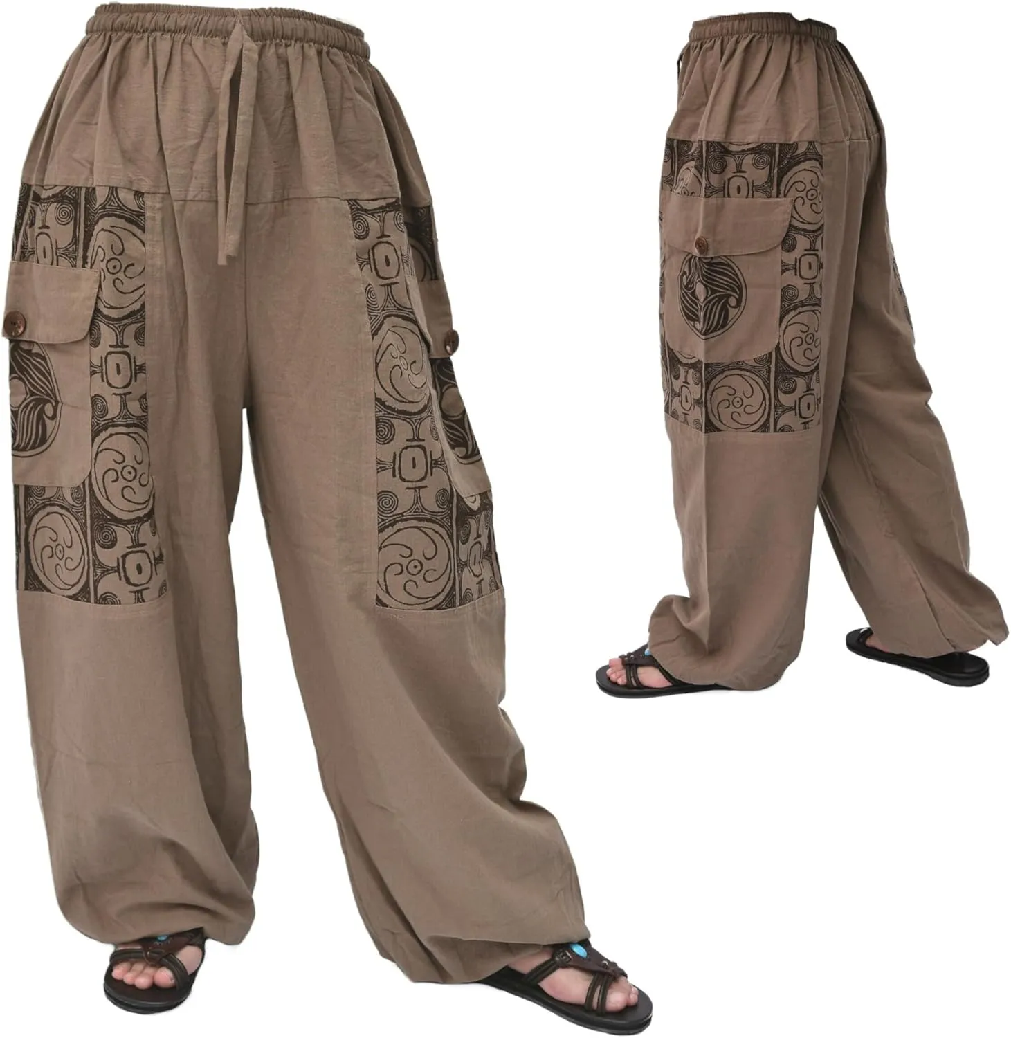 Siamrose Baggy Yoga Harem Pants Men Women Casual Lounge Trousers, 2 Big Pockets, One Size. Elastic Waist