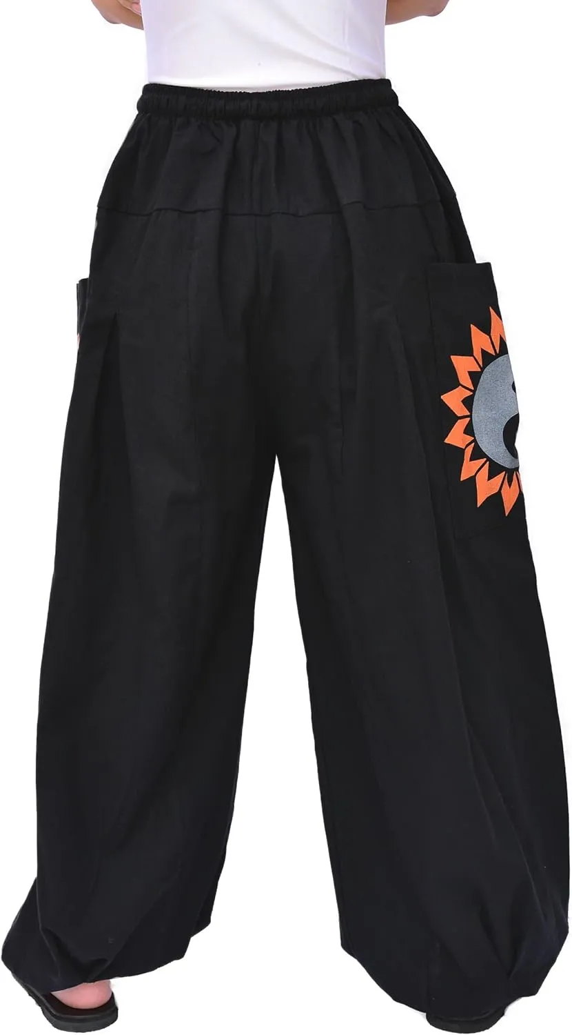Siamrose Baggy Yoga Harem Pants Men Women Casual Lounge Trousers 2 Big Pockets, One Size, Elastic Waist