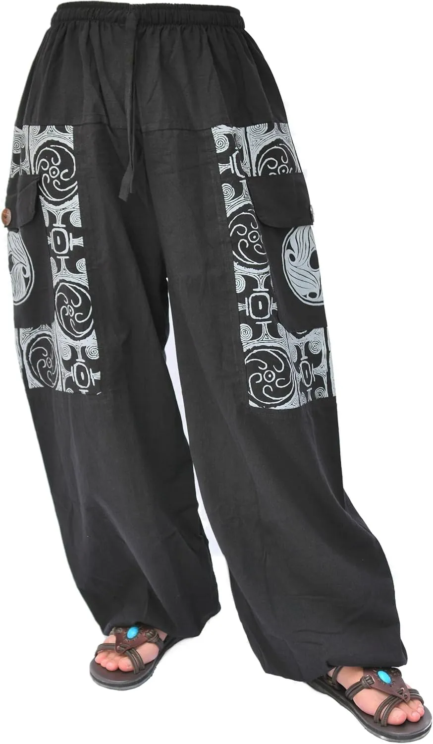 Siamrose Baggy Yoga Harem Pants Men Women Casual Lounge Trousers, 2 Big Pockets, One Size. Elastic Waist
