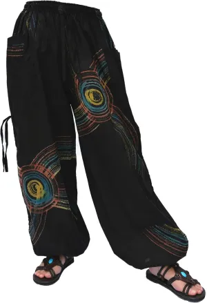 Siamrose Hand Painted Harem Trousers Lounge Yoga Pants Men Women Joggers with Adjustable Length 2 Pockets