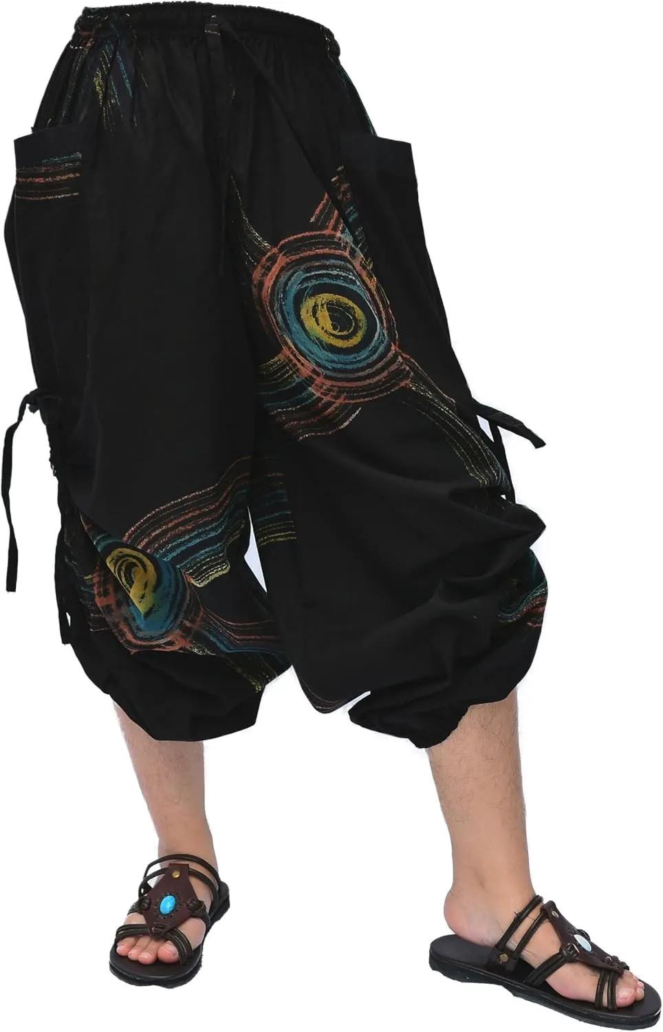 Siamrose Hand Painted Harem Trousers Lounge Yoga Pants Men Women Joggers with Adjustable Length 2 Pockets