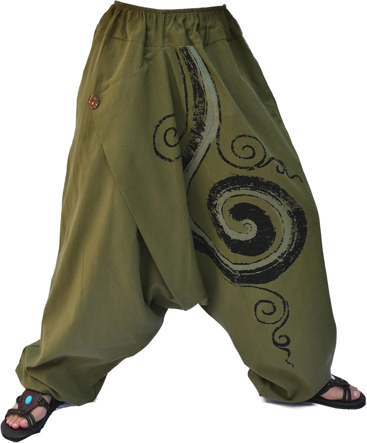 Siamrose Harem Pants Men Women Yoga Lounge Trousers 2 Pockets, One Size, Elastic Waist