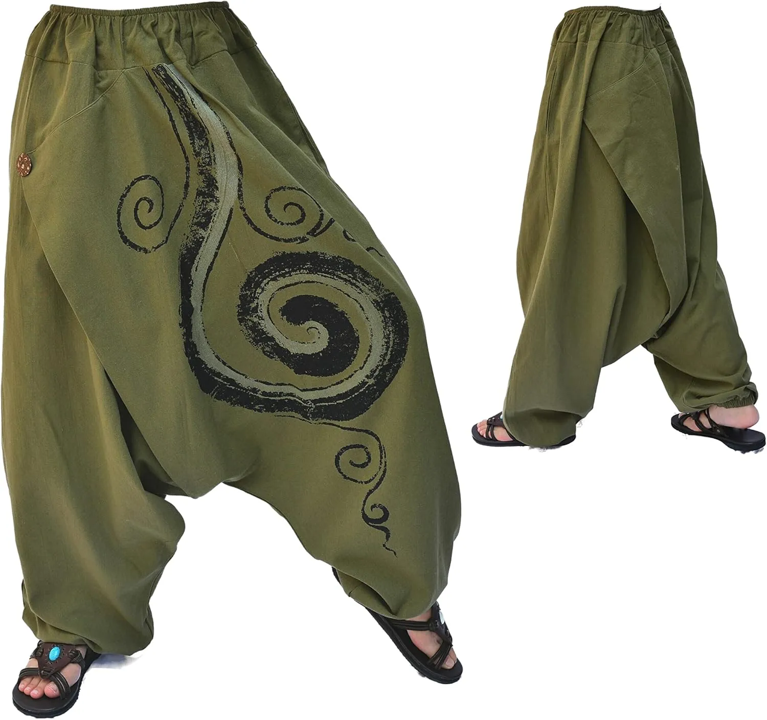 Siamrose Harem Pants Men Women Yoga Lounge Trousers 2 Pockets, One Size, Elastic Waist