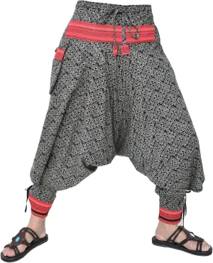 Siamrose Japanese Style Samurai Yoga Ninja Harem Pants Men Women Lounge Trousers, One Size, Elastic Waist