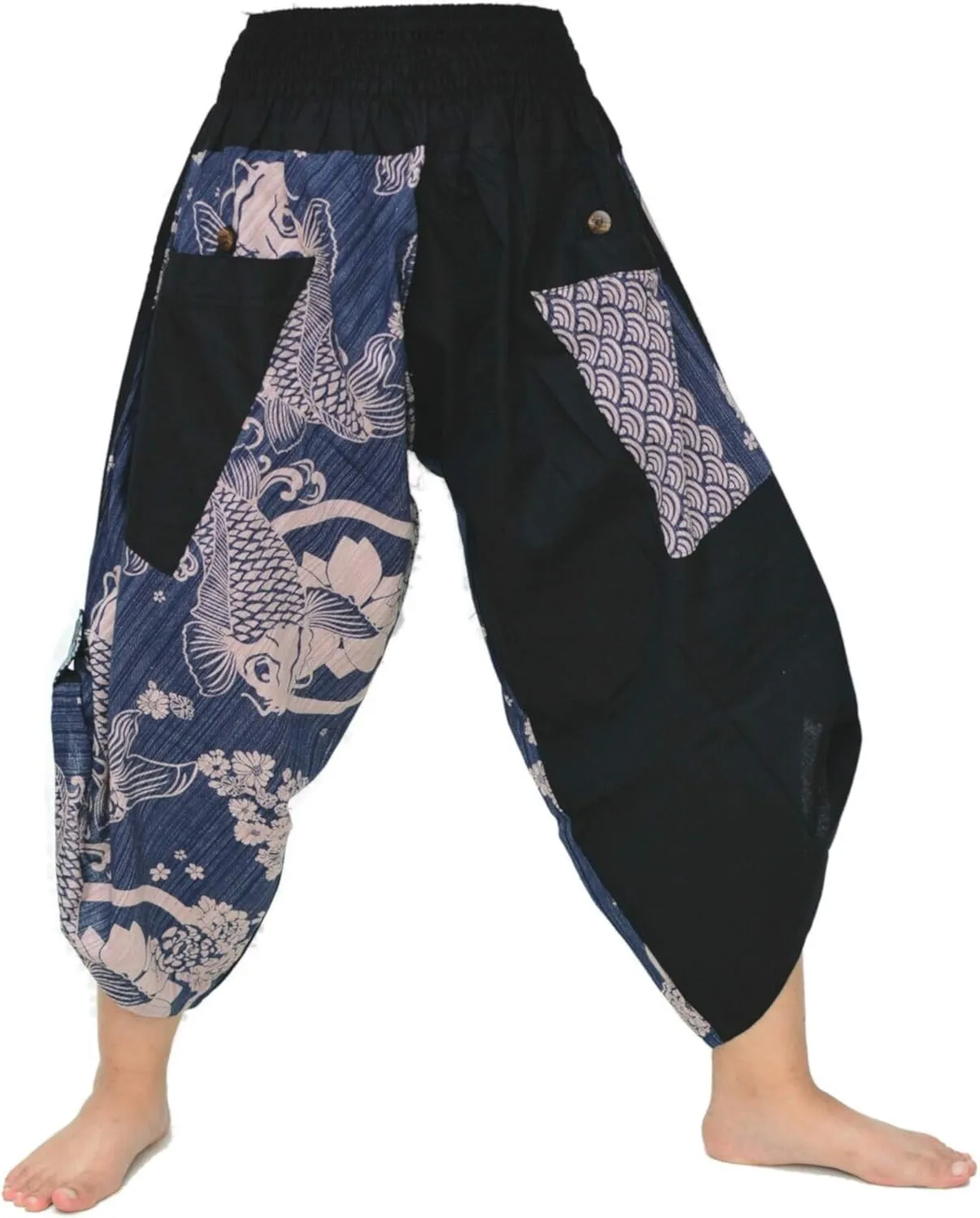 Siamrose Samurai Yoga Harem Pants Men Women Lounge Trousers, One Size, Elastic Waist