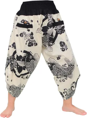 Siamrose Samurai Yoga Harem Pants Men Women Lounge Trousers, One Size, Elastic Waist