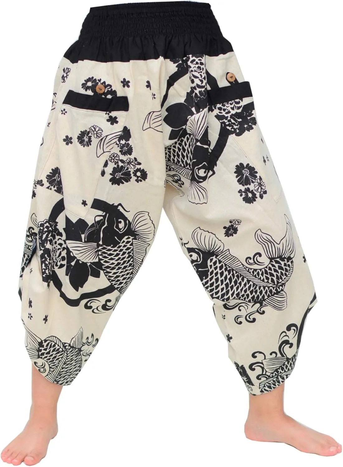 Siamrose Samurai Yoga Harem Pants Men Women Lounge Trousers, One Size, Elastic Waist