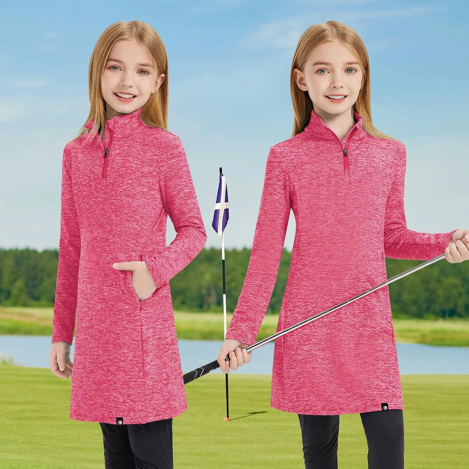 Soneven Girls' Winter Fleece Dress 1/4 Zip Thermal Tunic Sweatshirt Dress Outfits Pocket
