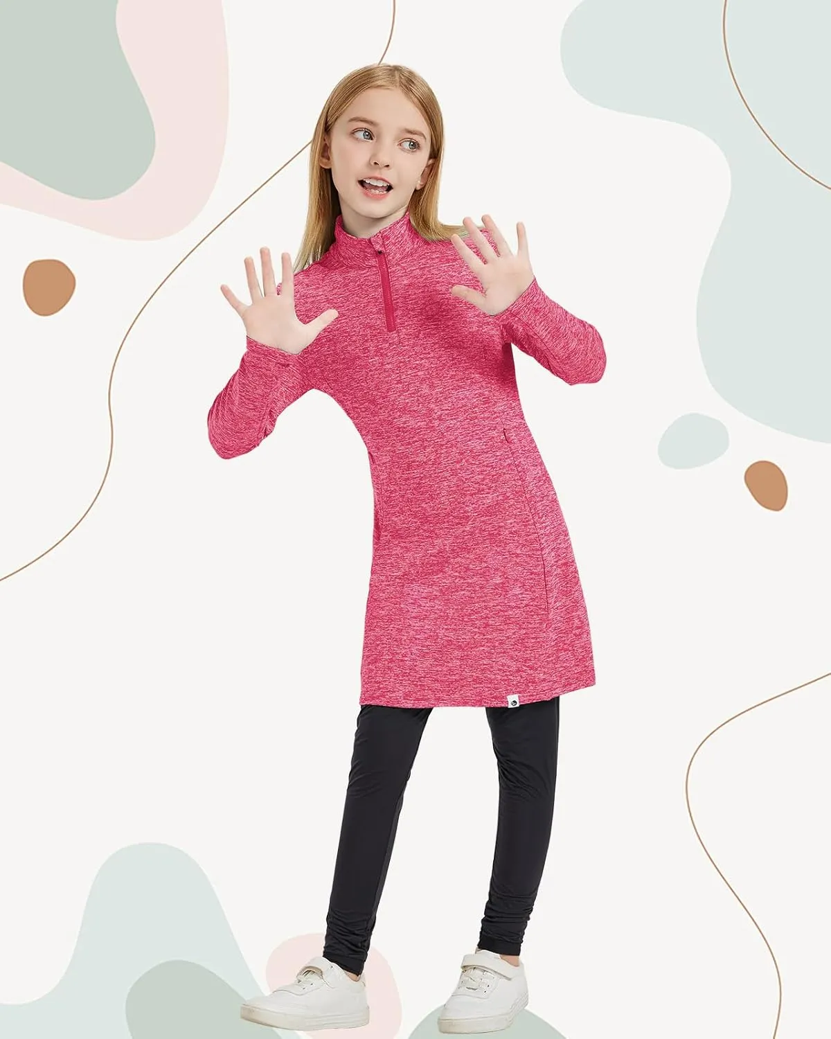 Soneven Girls' Winter Fleece Dress 1/4 Zip Thermal Tunic Sweatshirt Dress Outfits Pocket