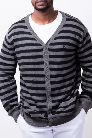 striped cardigan in grey & black