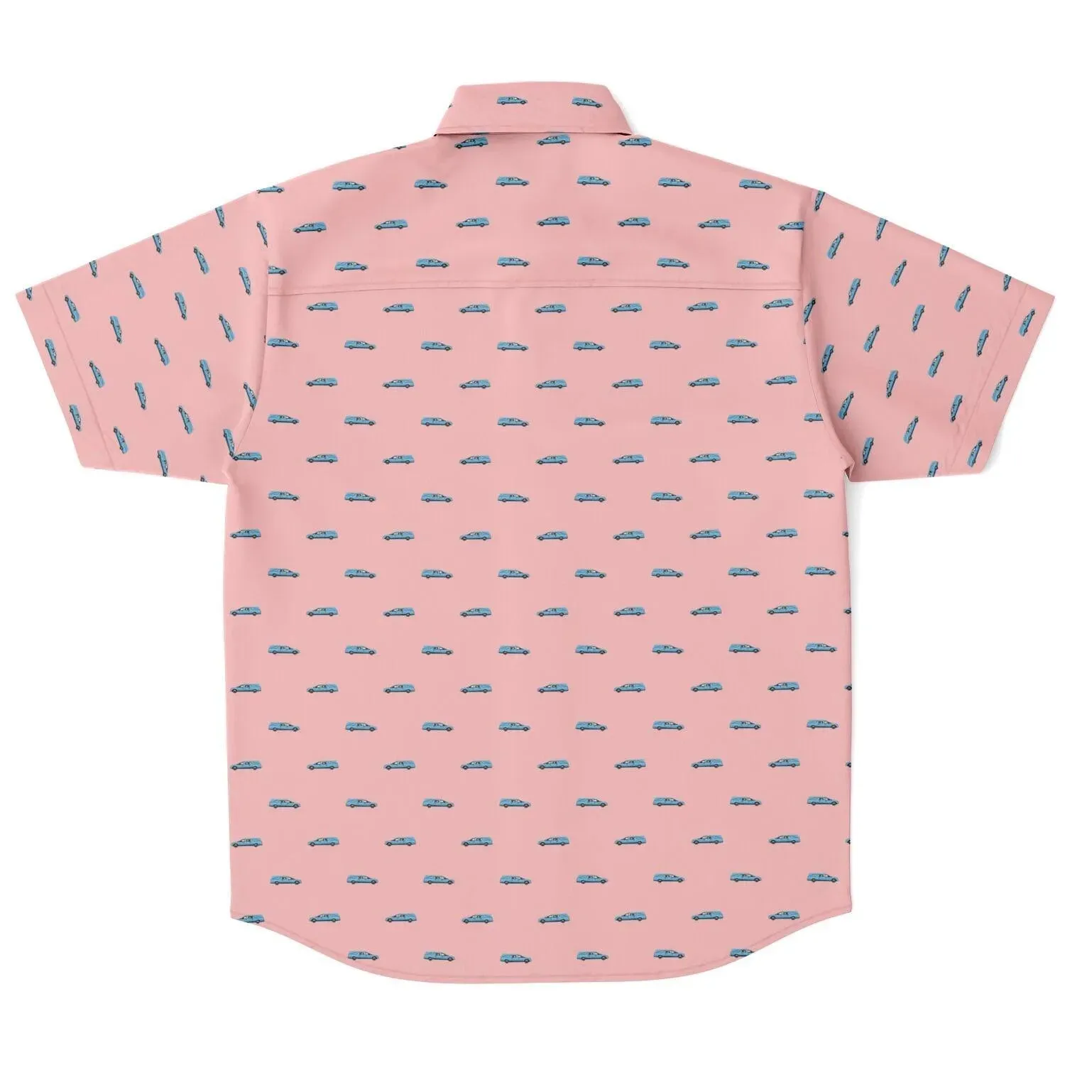 Subtle-Tee Light Blue Hearse on Pink