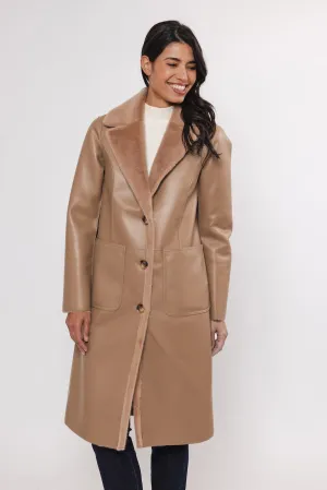 Tan Reversible Double Breasted Long Coat