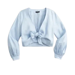 Tie-front linen-blend Cropped Top
