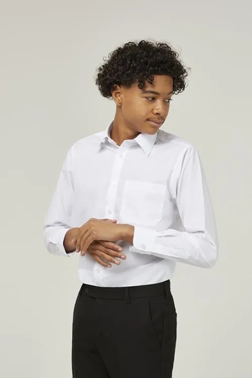 TRUTEX WHITE LONG SLEEVE TWIN PACK SHIRTS - 14.5" - 17.5" COLLAR