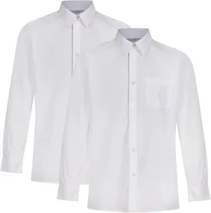 TRUTEX WHITE LONG SLEEVE TWIN PACK SHIRTS - 14.5" - 17.5" COLLAR