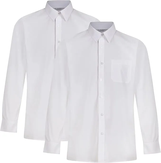 TRUTEX WHITE LONG SLEEVE TWIN PACK SHIRTS - 14.5" - 17.5" COLLAR