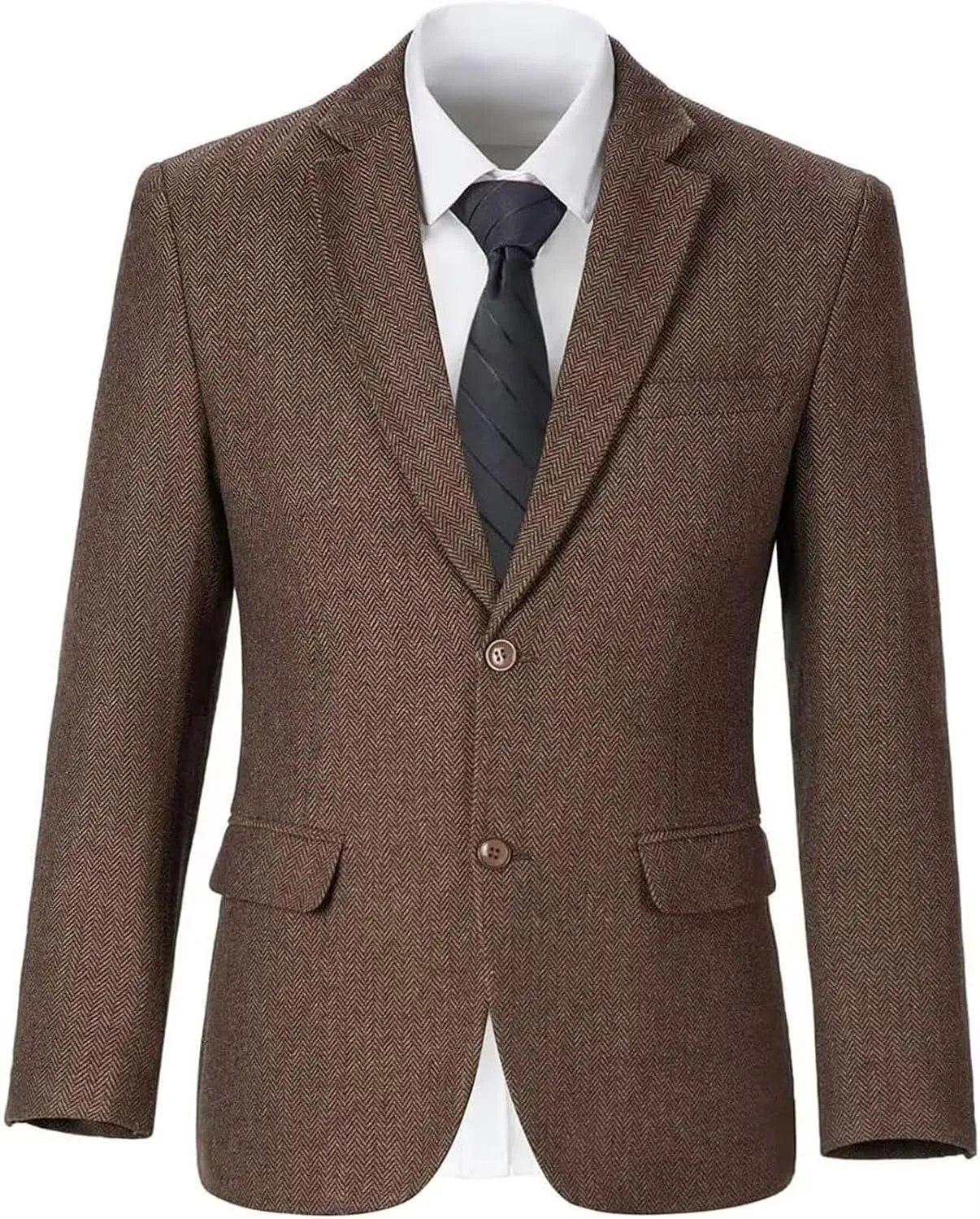 Vintage Mens Tweed Blazer Retro Wool Blend Suit Jackets Herringbone Two Button Sport Coat Prom Business Casual Wedding