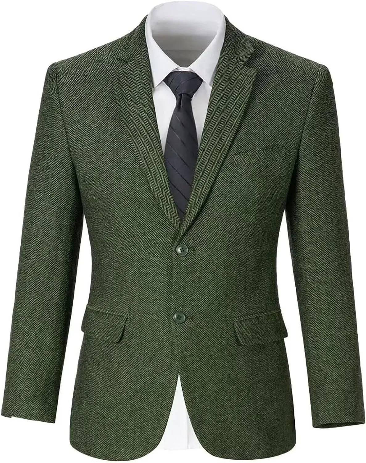 Vintage Mens Tweed Blazer Retro Wool Blend Suit Jackets Herringbone Two Button Sport Coat Prom Business Casual Wedding