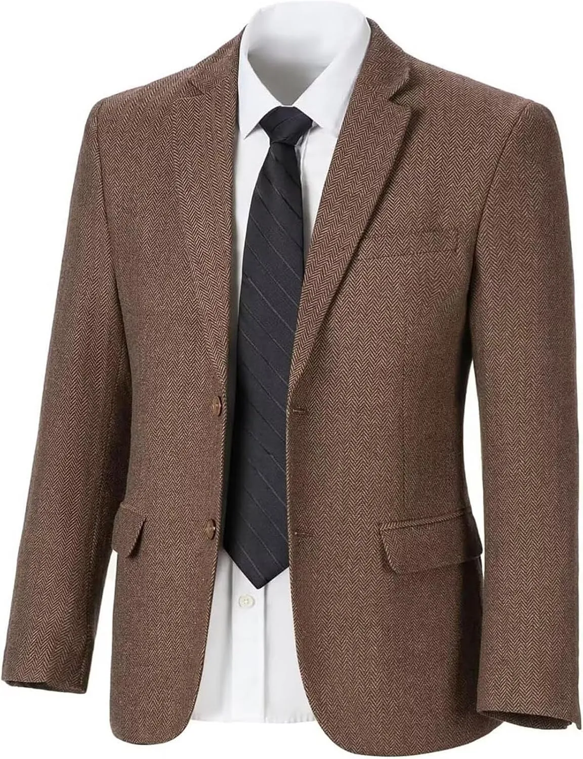 Vintage Mens Tweed Blazer Retro Wool Blend Suit Jackets Herringbone Two Button Sport Coat Prom Business Casual Wedding
