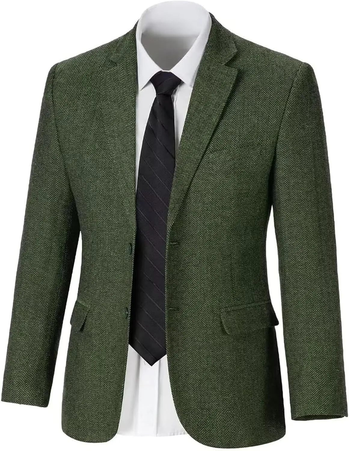 Vintage Mens Tweed Blazer Retro Wool Blend Suit Jackets Herringbone Two Button Sport Coat Prom Business Casual Wedding