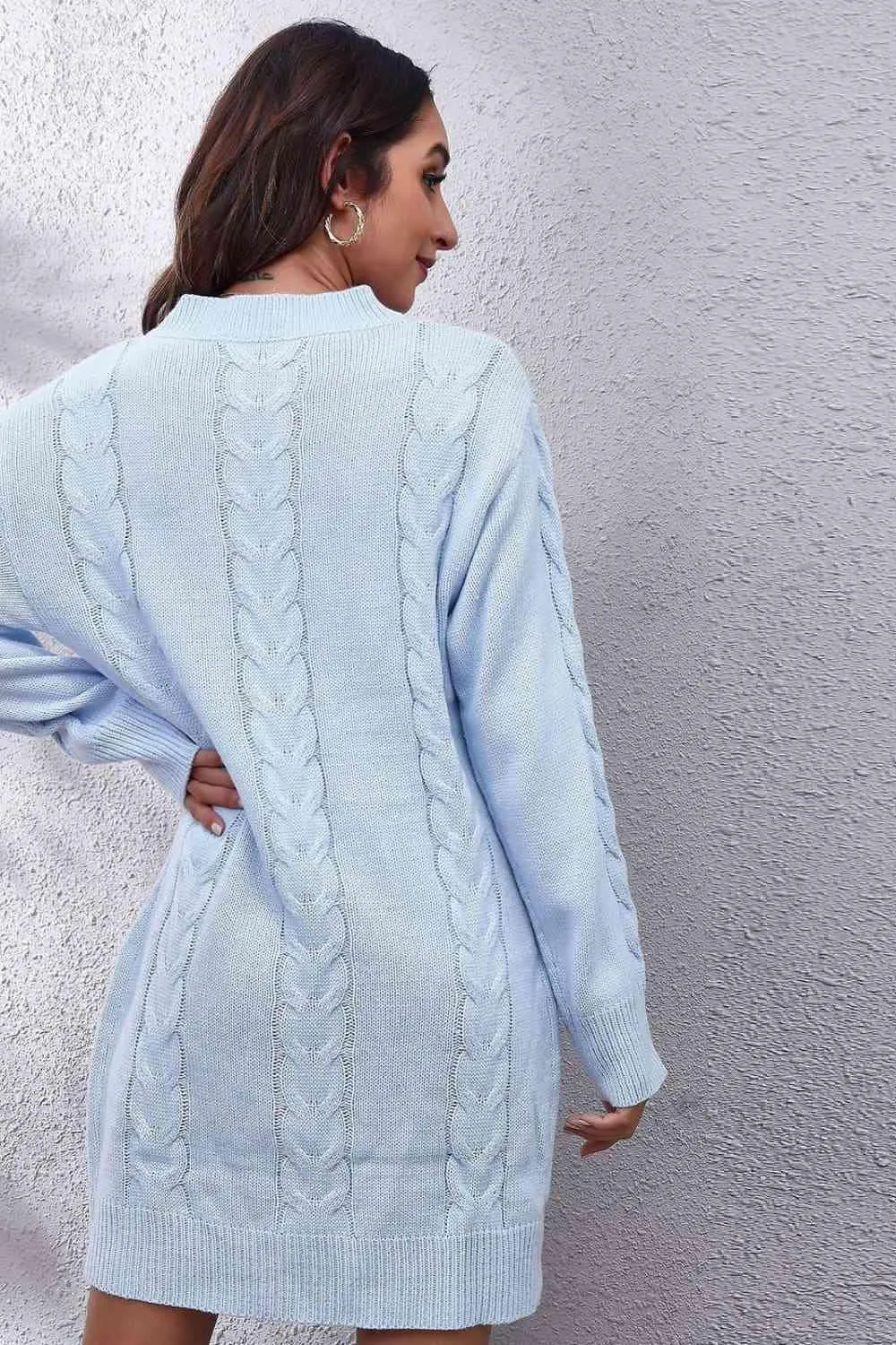 Warm Serenity Cable Knit Sweater Dress