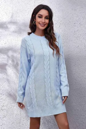 Warm Serenity Cable Knit Sweater Dress
