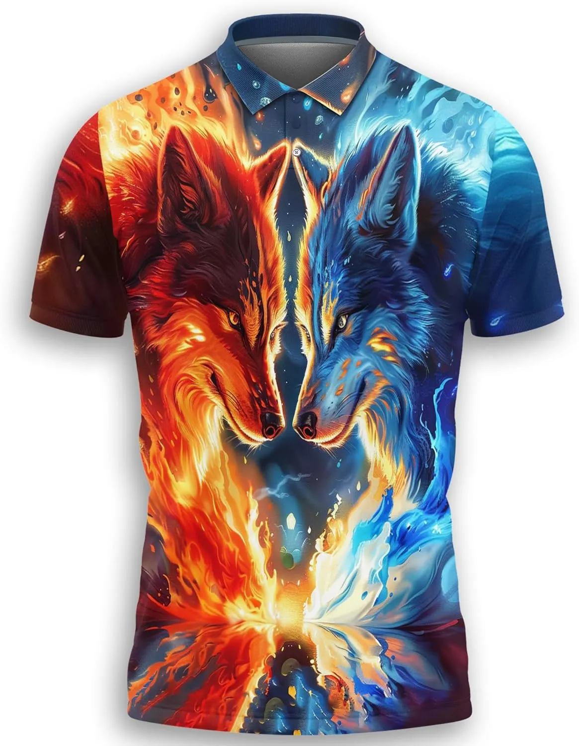 Wolf Moon Polo Shirts for Men- Golf Moisture Wicking Dry Fit Short Sleeve Polo Shirts S32