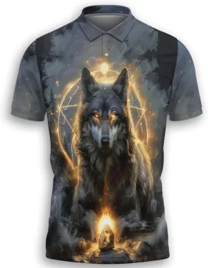 Wolf Moon Polo Shirts for Men- Golf Moisture Wicking Dry Fit Short Sleeve Polo Shirts S32