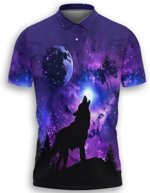 Wolf Moon Polo Shirts for Men- Golf Moisture Wicking Dry Fit Short Sleeve Polo Shirts S32