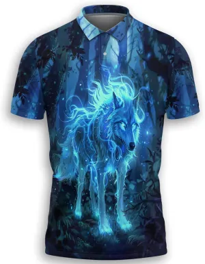 Wolf Moon Polo Shirts for Men- Golf Moisture Wicking Dry Fit Short Sleeve Polo Shirts S32