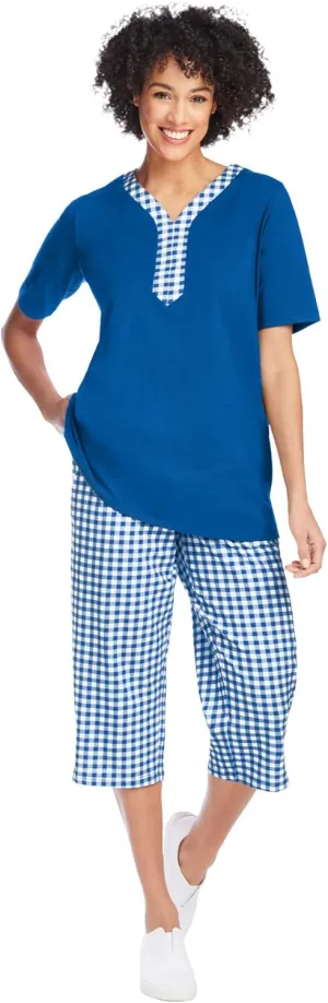 Woman Within Plus Size 2-Piece Tunic Capri Set