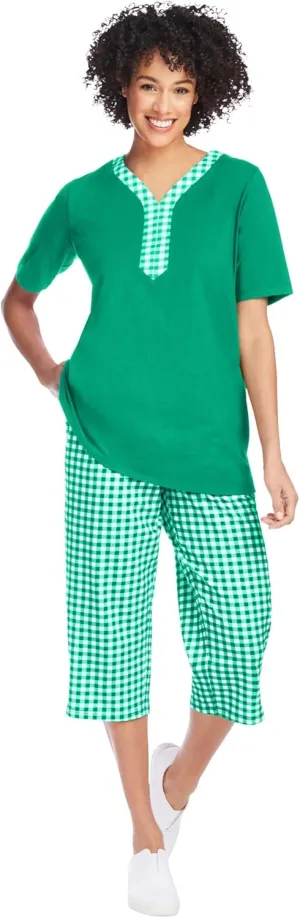 Woman Within Plus Size 2-Piece Tunic Capri Set