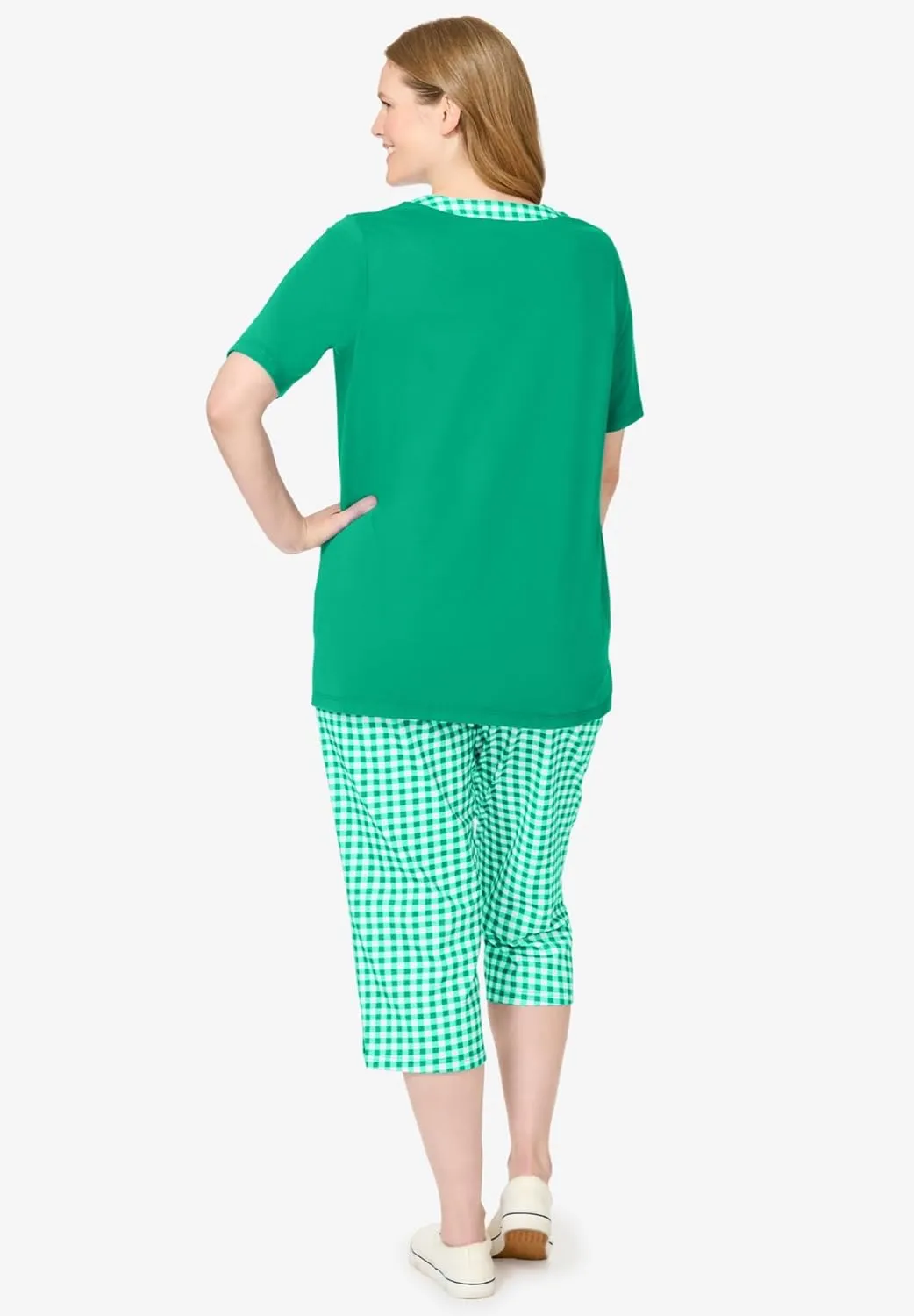 Woman Within Plus Size 2-Piece Tunic Capri Set