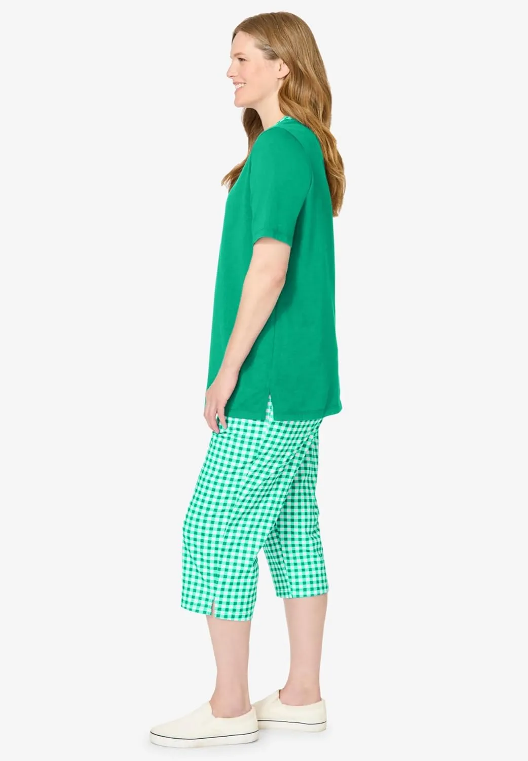 Woman Within Plus Size 2-Piece Tunic Capri Set