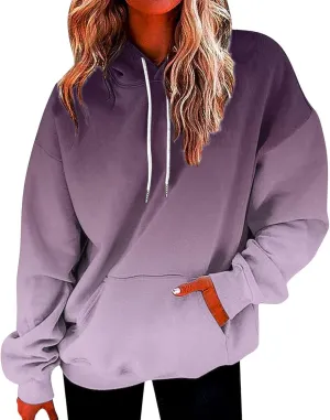 Women Gradient Color Oversized Hoodies Trendy 2024 Pullover Sweatshirts Comfort Sweatshirt Tops Fall Fashion Clothes