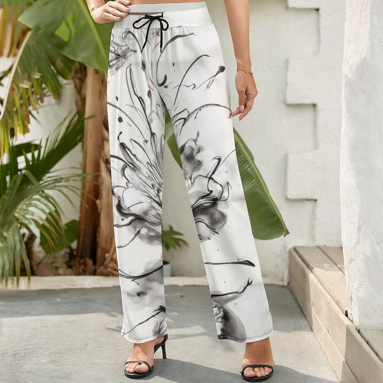 Womens Baggy Cotton Linen Blend Wide Leg Palazzo Pants Ladies Summer Casual Loose Trendy Elastic Waist Harem Pant
