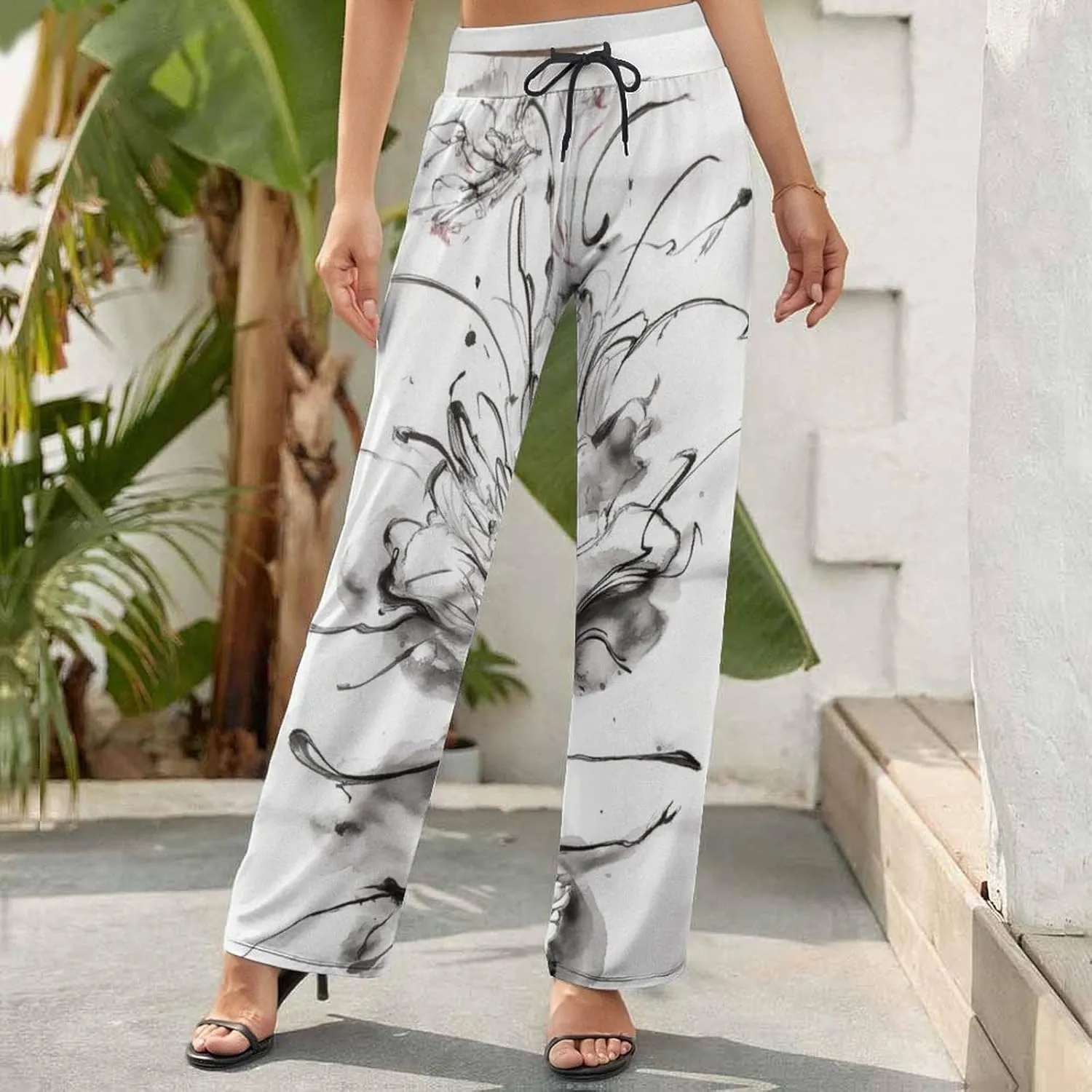 Womens Baggy Cotton Linen Blend Wide Leg Palazzo Pants Ladies Summer Casual Loose Trendy Elastic Waist Harem Pant