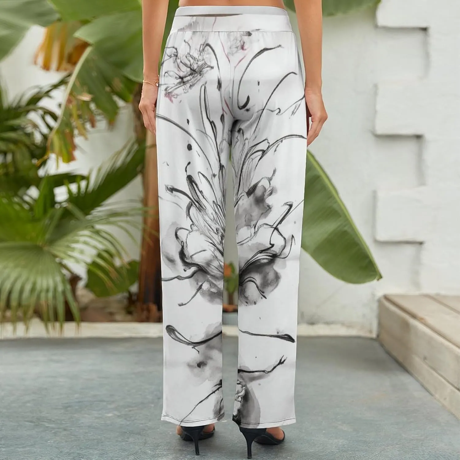 Womens Baggy Cotton Linen Blend Wide Leg Palazzo Pants Ladies Summer Casual Loose Trendy Elastic Waist Harem Pant