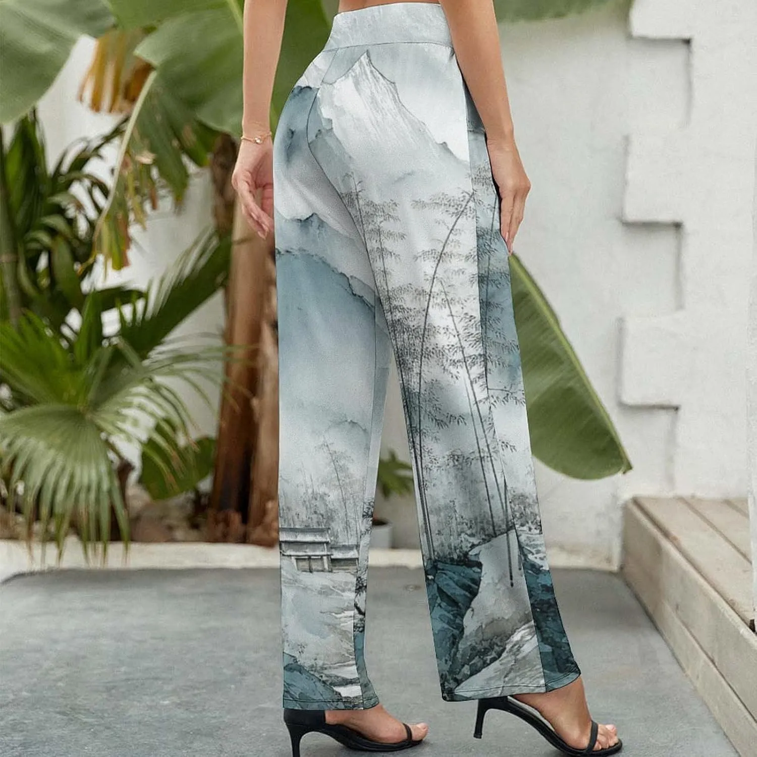 Womens Baggy Cotton Linen Blend Wide Leg Palazzo Pants Ladies Summer Casual Loose Trendy Elastic Waist Harem Pant