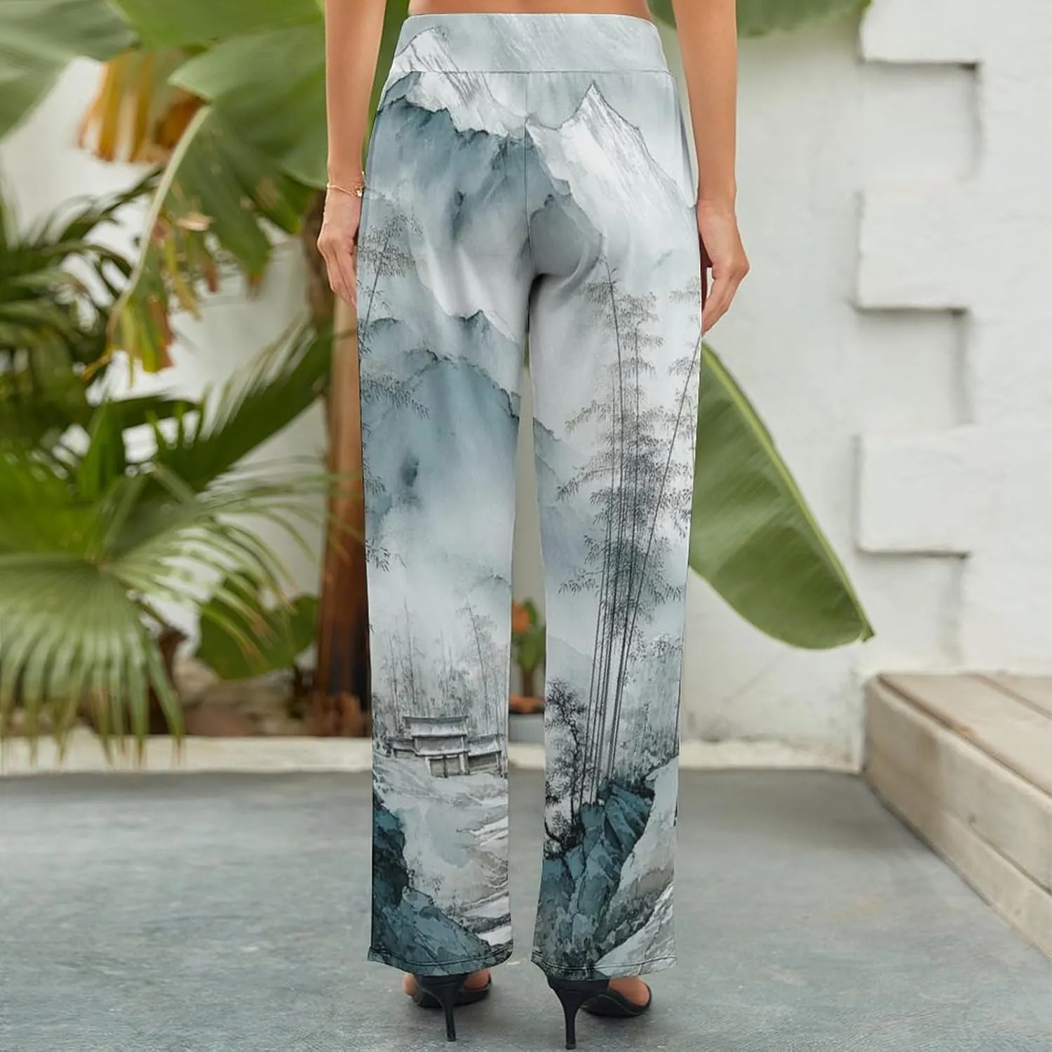 Womens Baggy Cotton Linen Blend Wide Leg Palazzo Pants Ladies Summer Casual Loose Trendy Elastic Waist Harem Pant