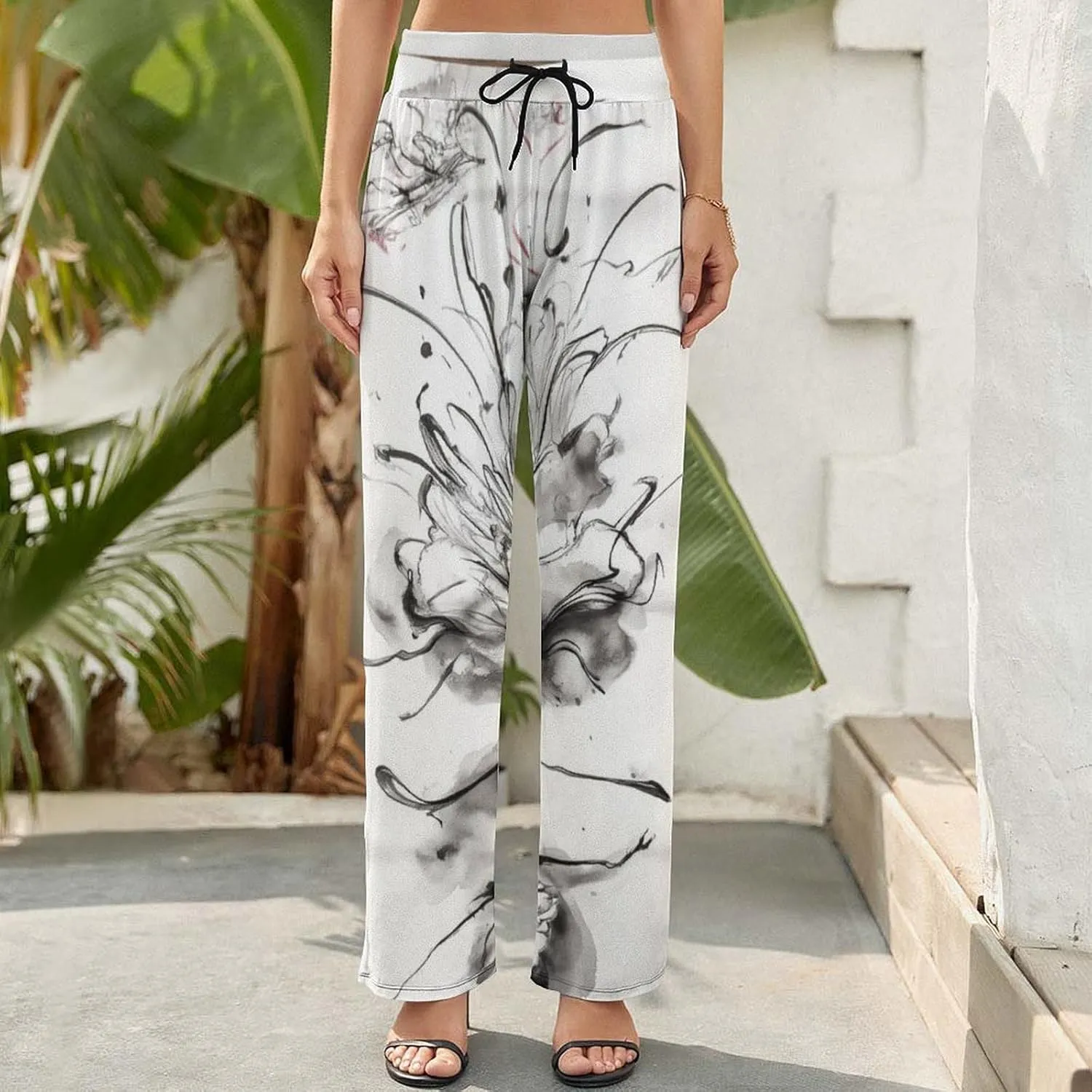 Womens Baggy Cotton Linen Blend Wide Leg Palazzo Pants Ladies Summer Casual Loose Trendy Elastic Waist Harem Pant