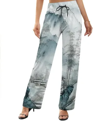 Womens Baggy Cotton Linen Blend Wide Leg Palazzo Pants Ladies Summer Casual Loose Trendy Elastic Waist Harem Pant