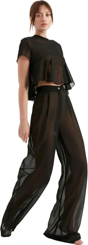 Women's Chiffon Pants | Casual Wide Leg High Waist Palazzo Trousers | Summer Evening Women Pants Clothes
