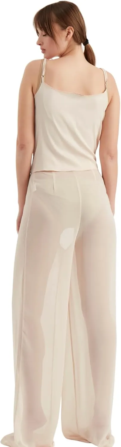 Women's Chiffon Pants | Casual Wide Leg High Waist Palazzo Trousers | Summer Evening Women Pants Clothes