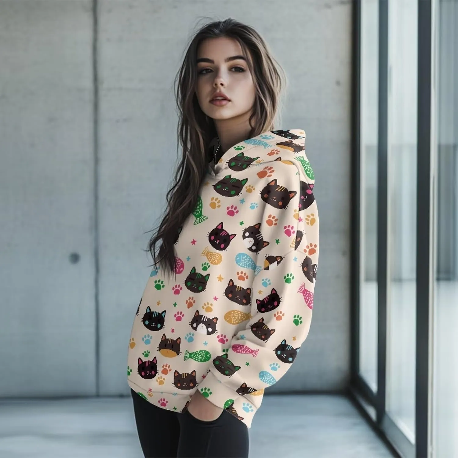 Womens Oversized Hoodies Sweatshirts Long Sleeve Hooded Pullover Fall/Winter Outfits Size S-2XL