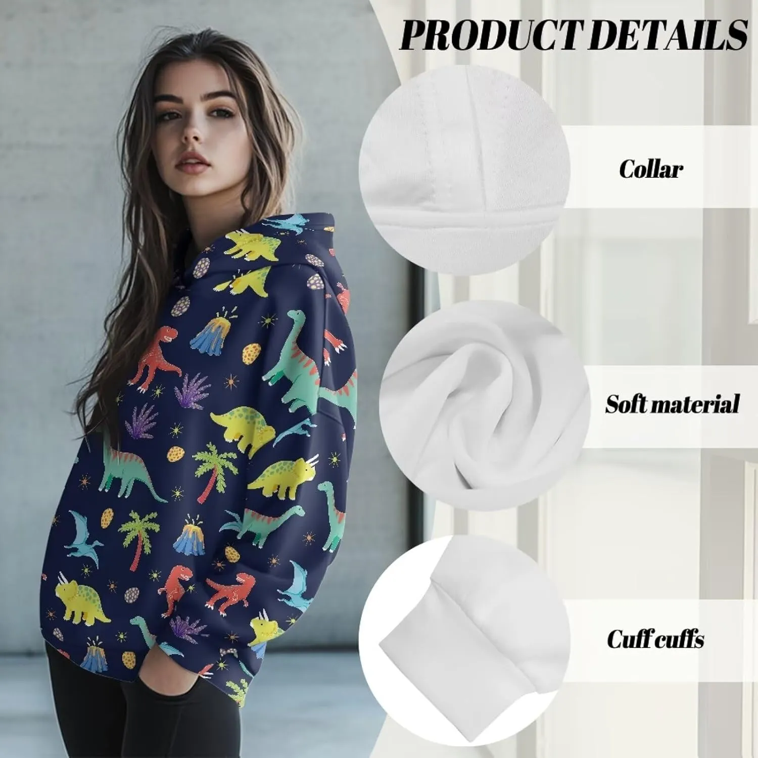 Womens Oversized Hoodies Sweatshirts Long Sleeve Hooded Pullover Fall/Winter Outfits Size S-2XL