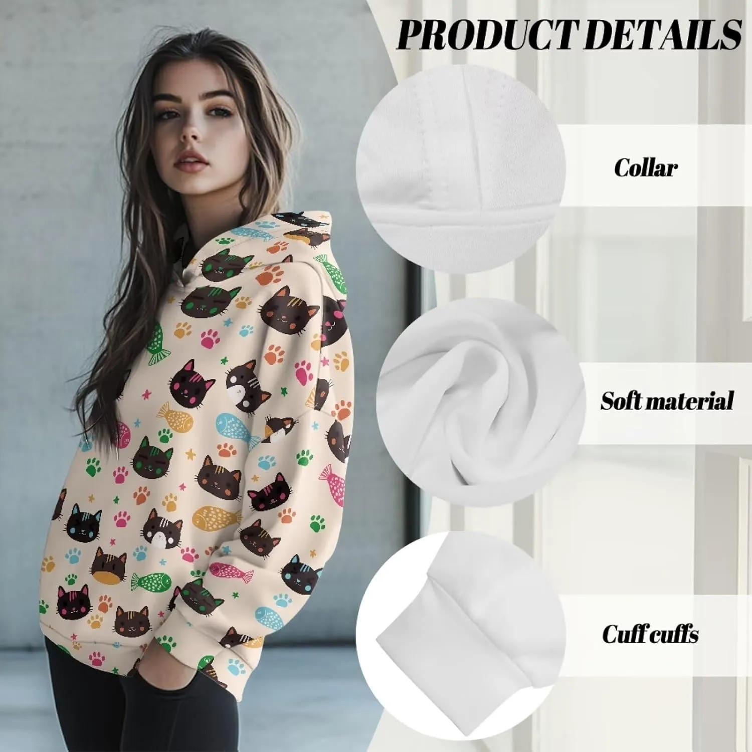 Womens Oversized Hoodies Sweatshirts Long Sleeve Hooded Pullover Fall/Winter Outfits Size S-2XL