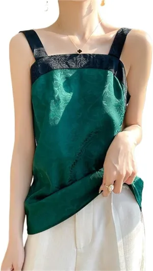 Women's Satin Camisole 3D Floral Print Loose Fit Plus Size up to 5XL Spring SummEer Strap Top