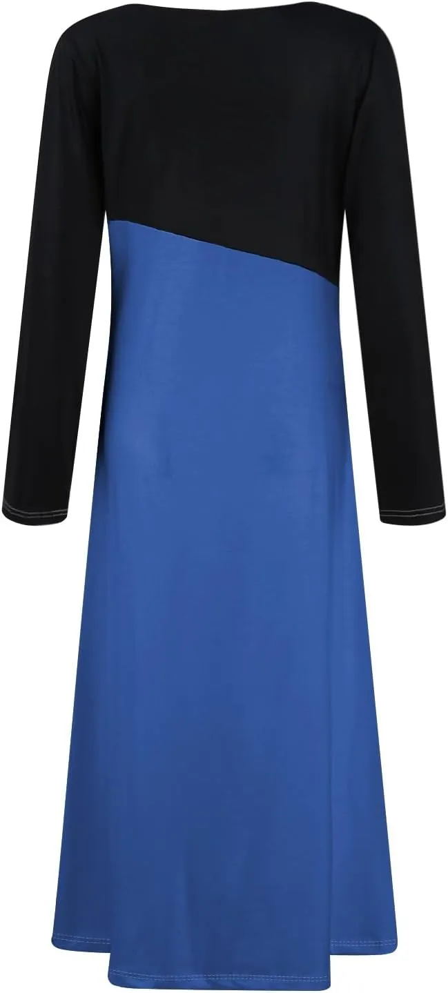 Womens Spring Dresses 2025 V Neck Midi Long Sleeve Modest Boho Flowy Vacation Cruise Western Dress